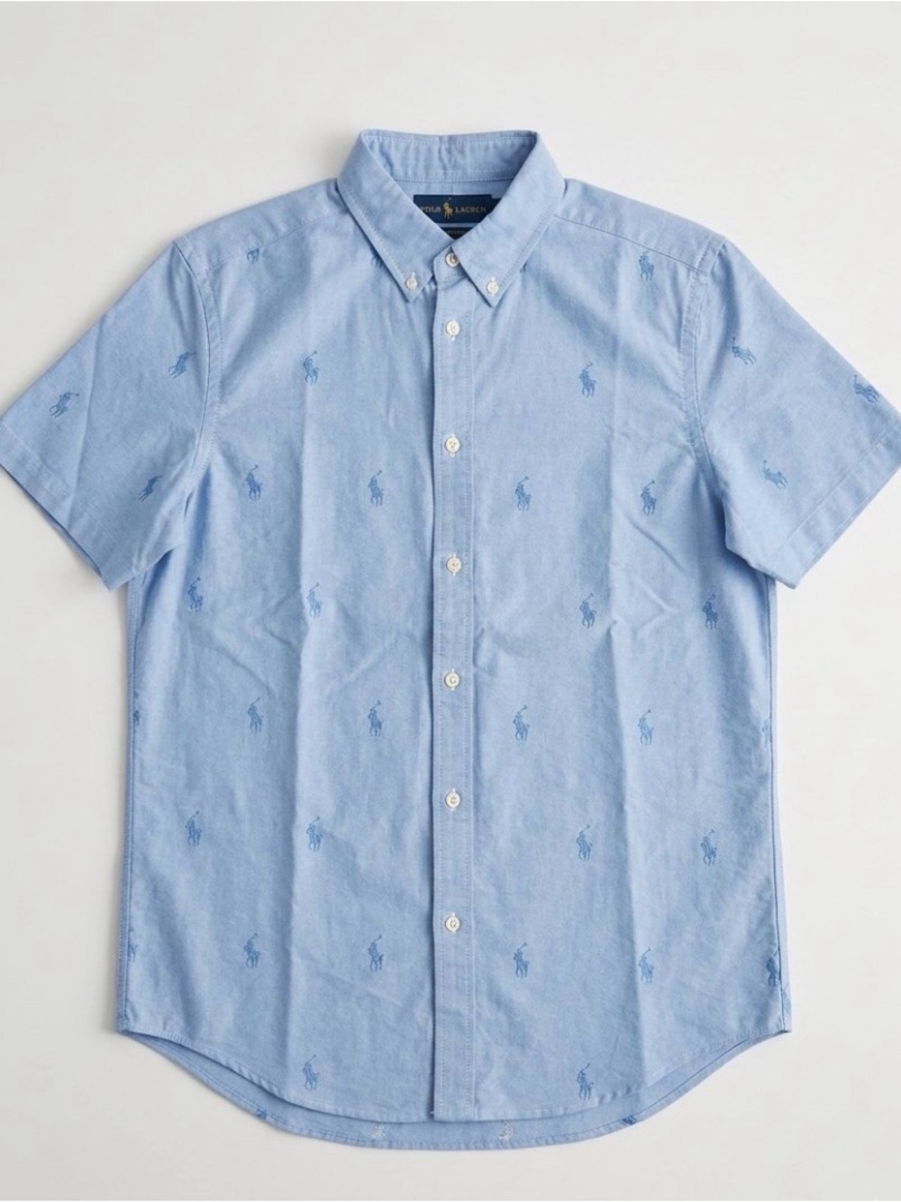 NWT Polo Ralph Lauren Boys Light Blue Short-Sleeve Button-Down Shirt Oxford XL